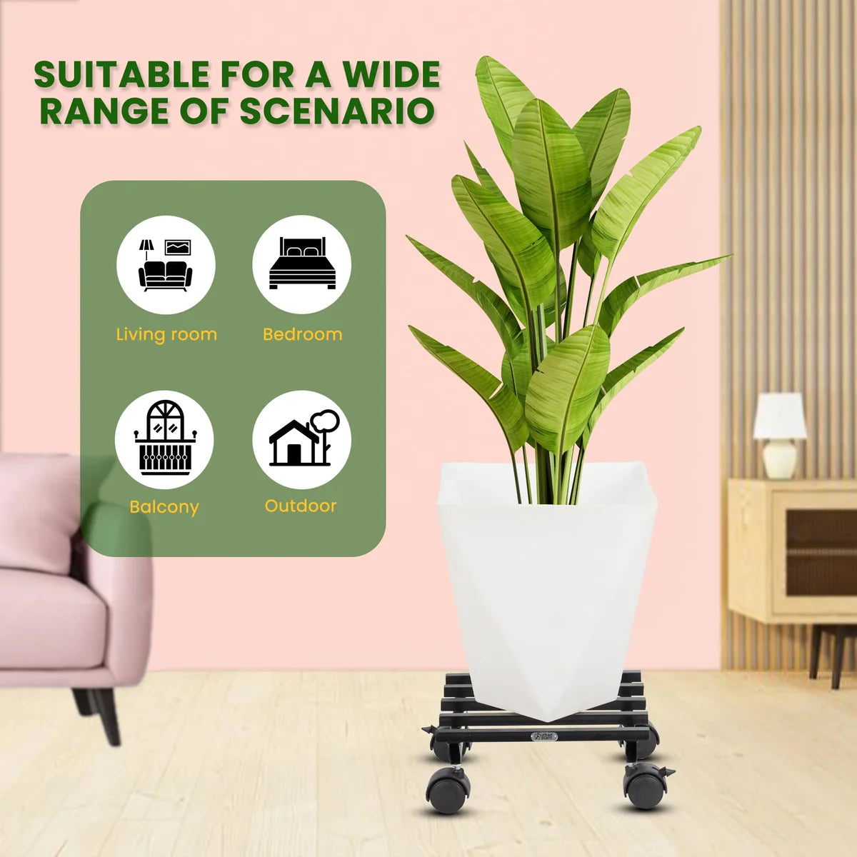 Urban Plant Square Caddy with Wheel Rolling Plant Stand